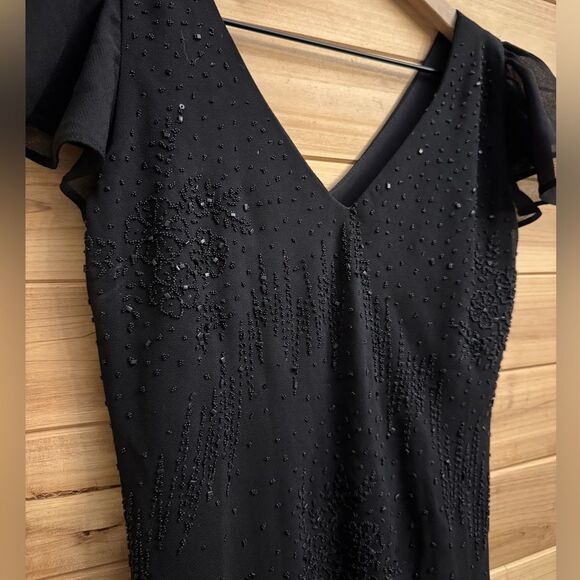 Vintage Y2K Ninalee Sz Small Beaded Flutter Sleeve Whimsigoth Vampire Dress Gown - Picture 7 of 14